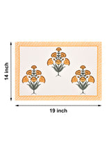 Handblock Printed Canvas Cotton Table Runner With Set Of 6 Mats