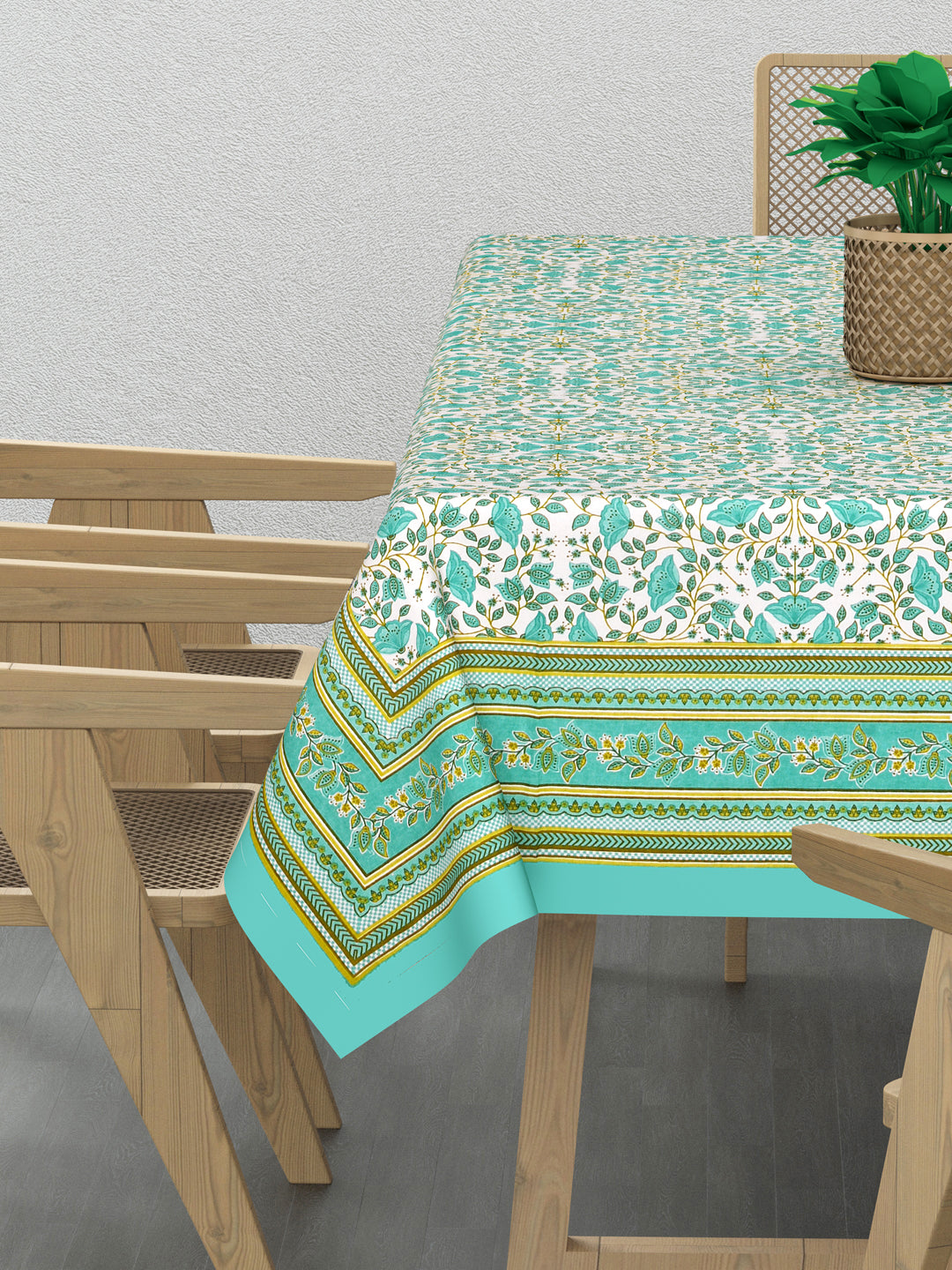 Cotton Floral Print Table Cloth 60X90 Inches - 6 Seater Dining Table
