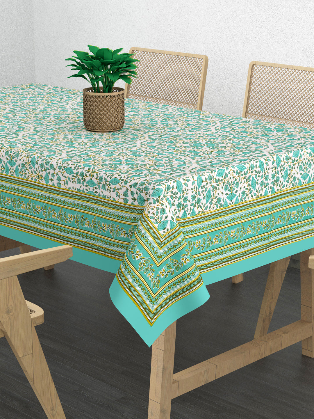 Cotton Floral Print Table Cloth 60X90 Inches - 6 Seater Dining Table