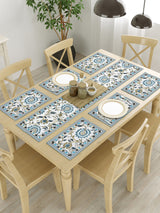 Handblock Printed Canvas Cotton Table Runner With Set Of 6 Mats