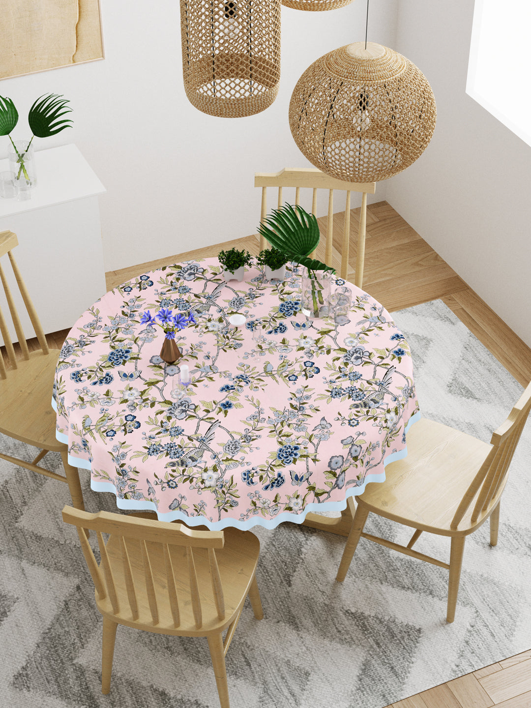 Cotton Round Table Cover - 6 seater- 60inches