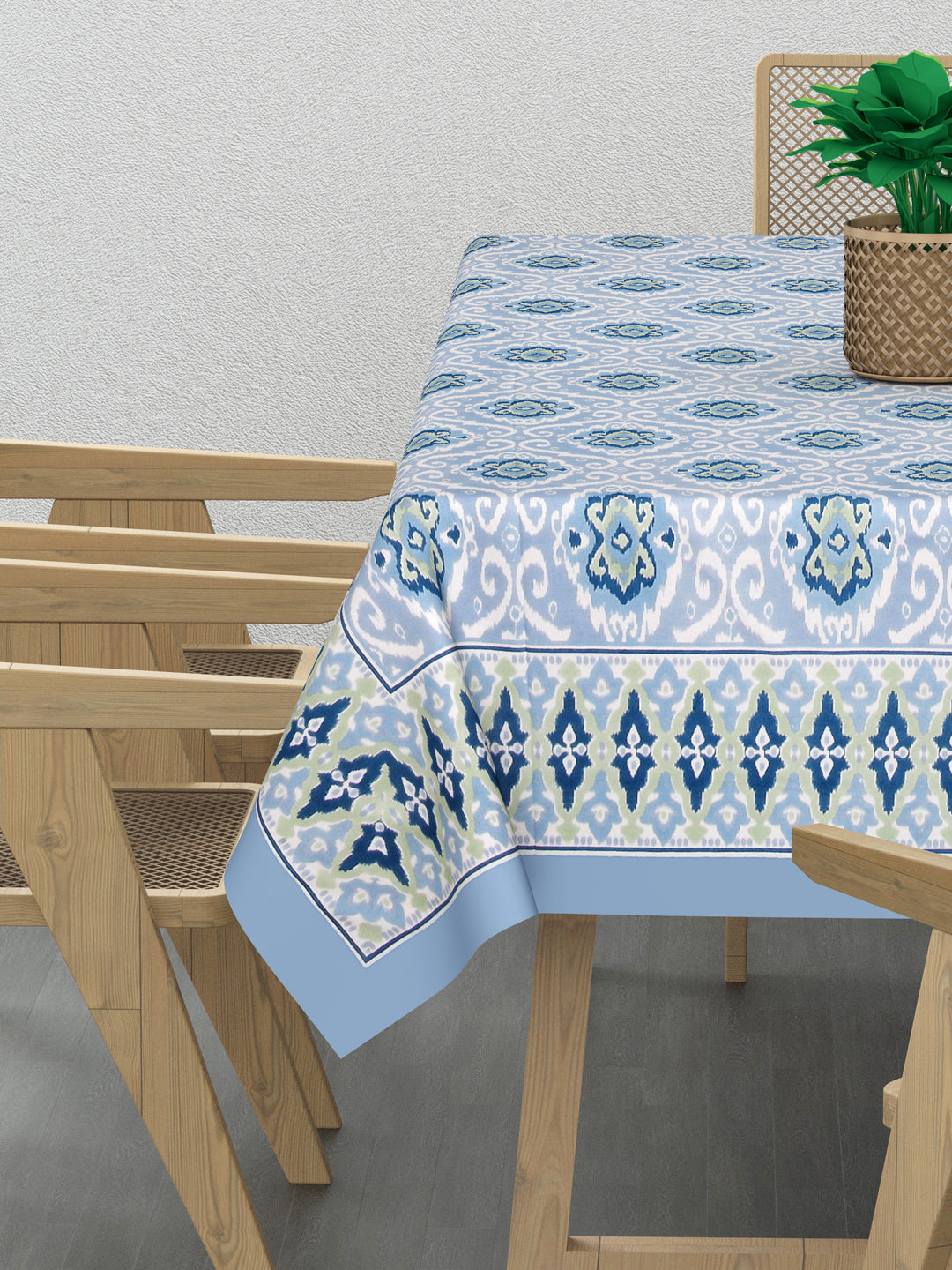 Cotton Ikat Print Table Cloth 60X90 Inches - 6 Seater Dining Table