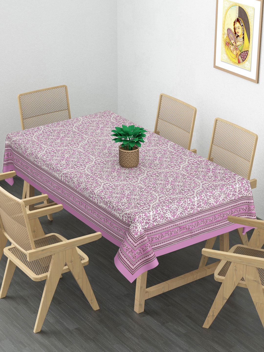 Cotton Floral Print Table Cloth 60X90 Inches - 6 Seater Dining Table