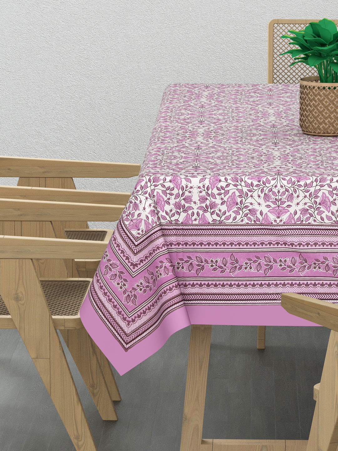 Cotton Floral Print Table Cloth 60X90 Inches - 6 Seater Dining Table
