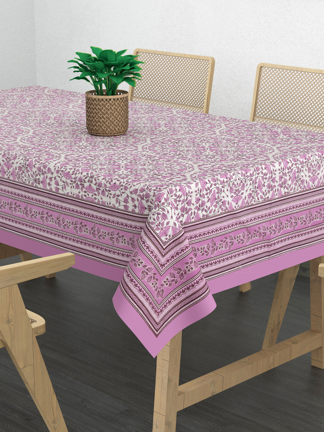 Cotton Floral Print Table Cloth 60X90 Inches - 6 Seater Dining Table