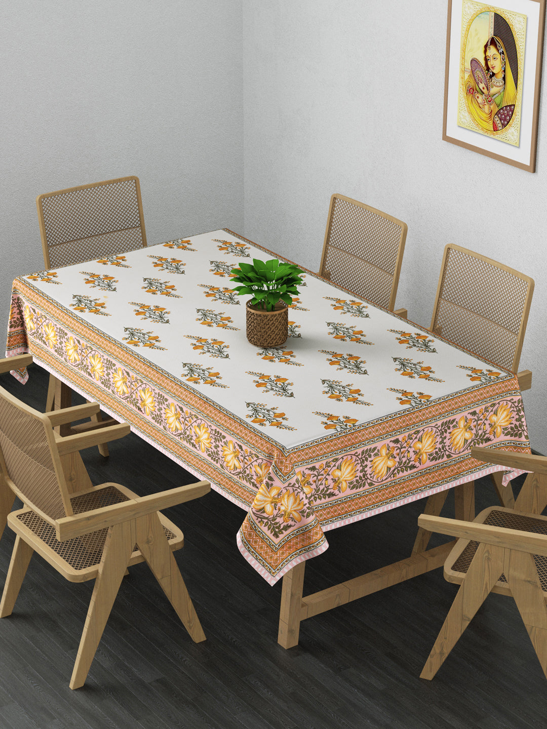 Floral Print Table Cloth 60X90 Inches - 6 Seater Dining Table