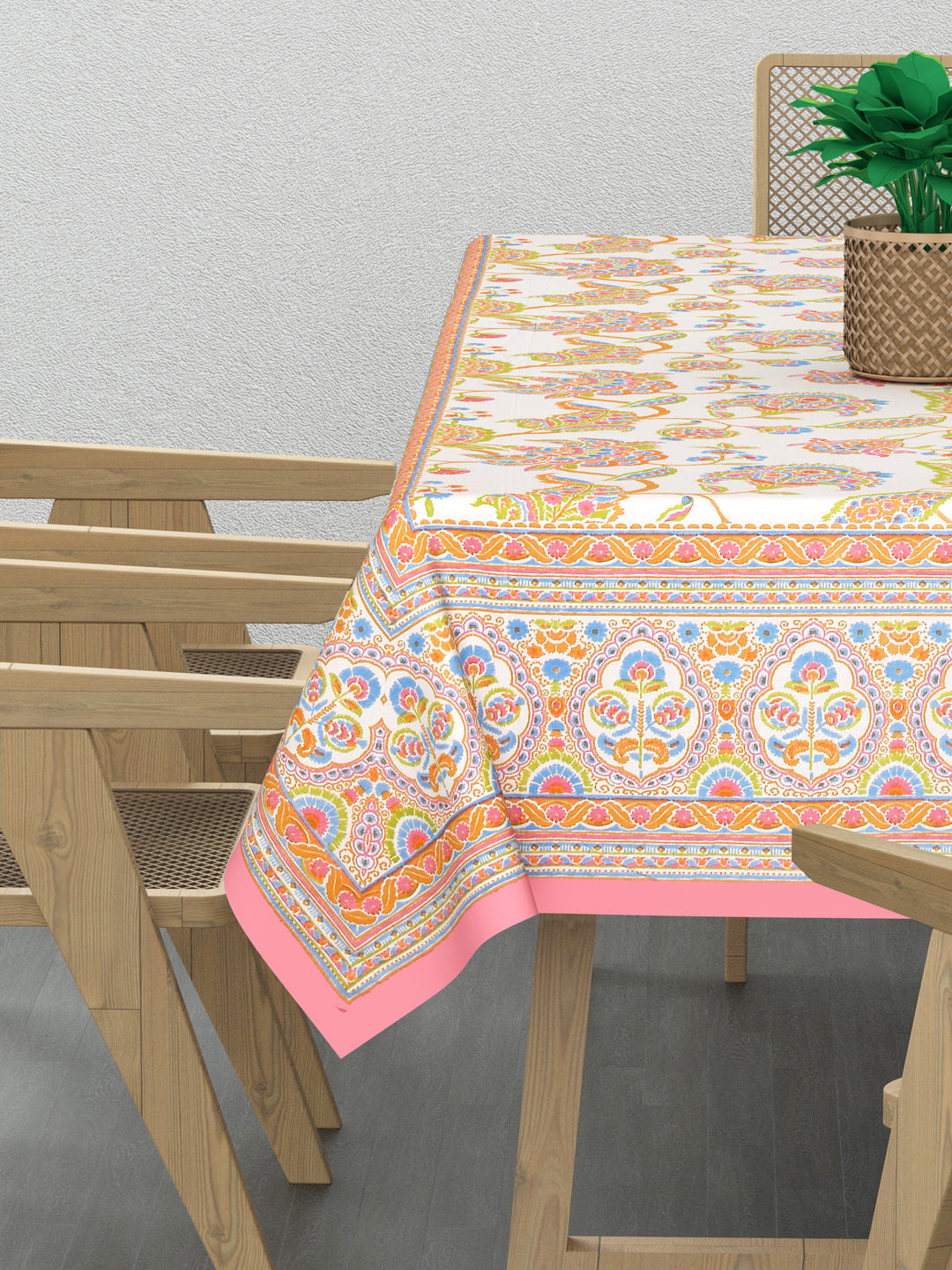 Cotton Floral Print Table Cloth 60X90 Inches - 6 Seater Dining Table