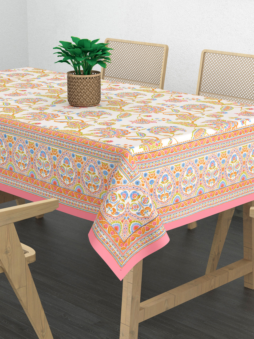 Cotton Floral Print Table Cloth 60X90 Inches - 6 Seater Dining Table