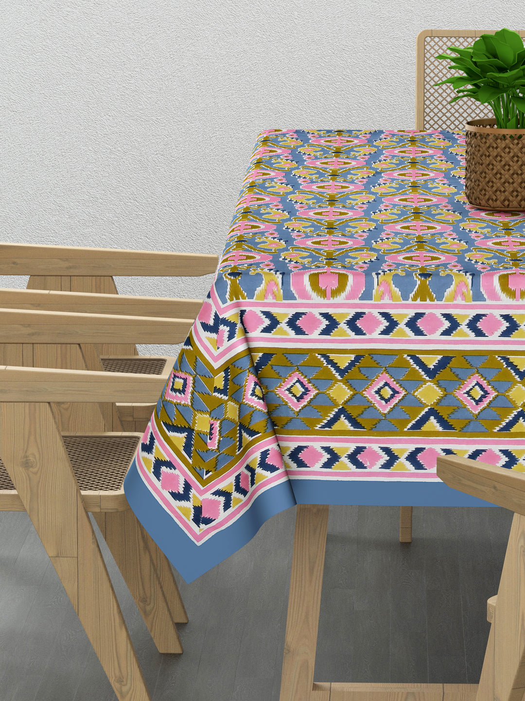 Cotton Floral Print Table Cloth 60X90 Inches - 6 Seater Dining Table