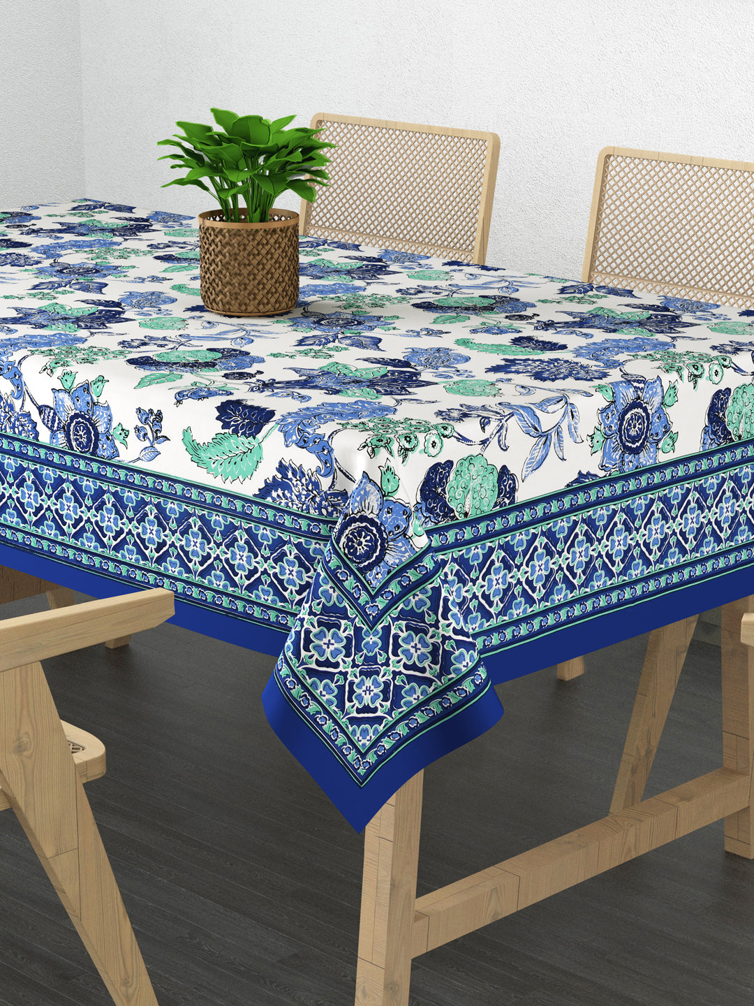 Cotton Floral Print Table Cloth 60X90 Inches - 6 Seater Dining Table