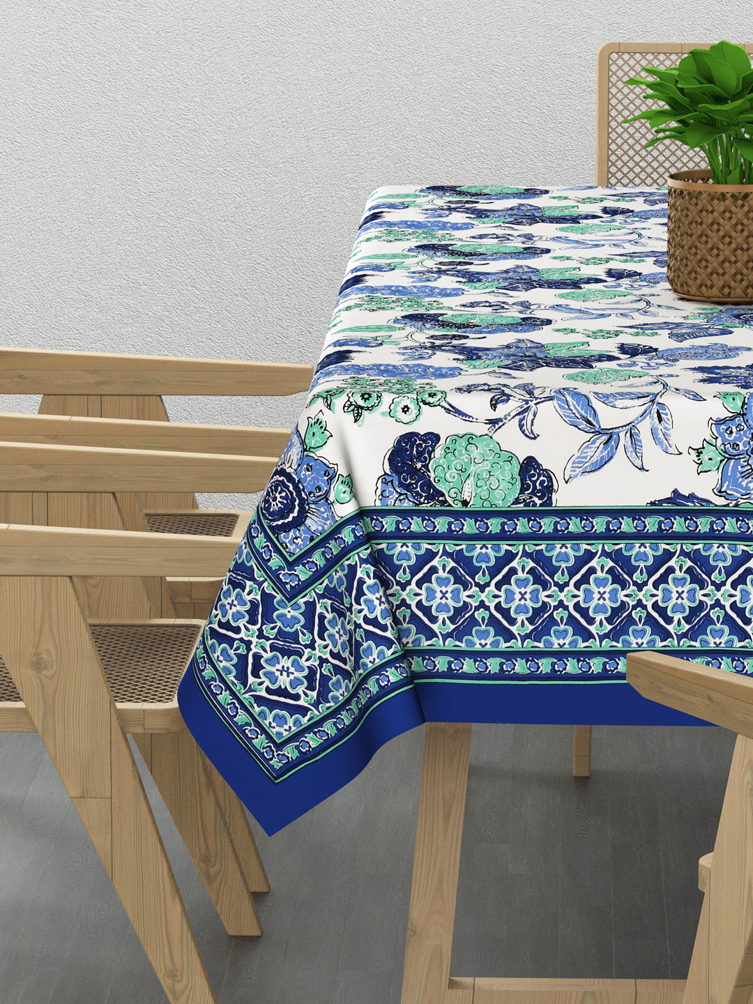 Cotton Floral Print Table Cloth 60X90 Inches - 6 Seater Dining Table