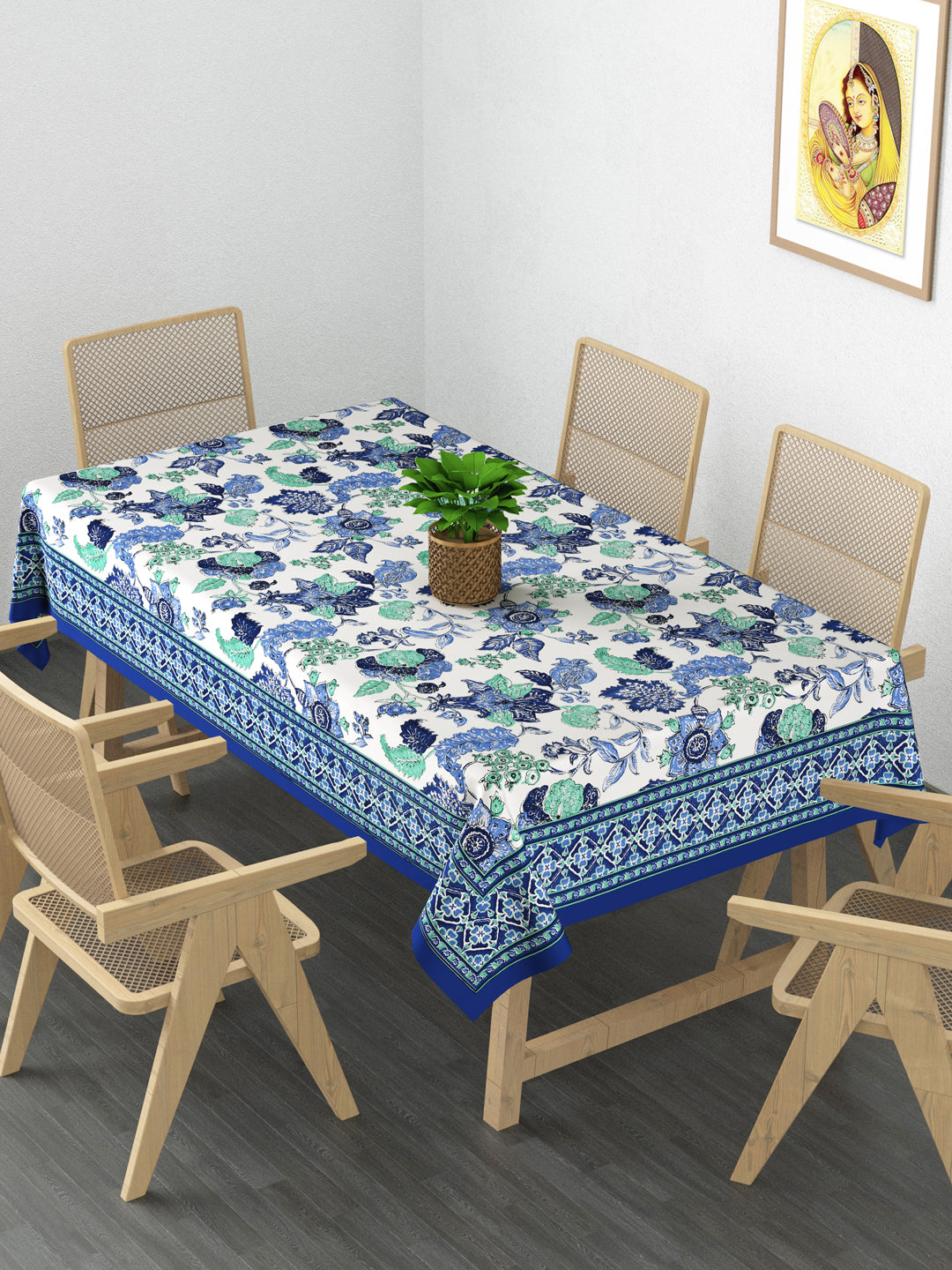 Cotton Floral Print Table Cloth 60X90 Inches - 6 Seater Dining Table