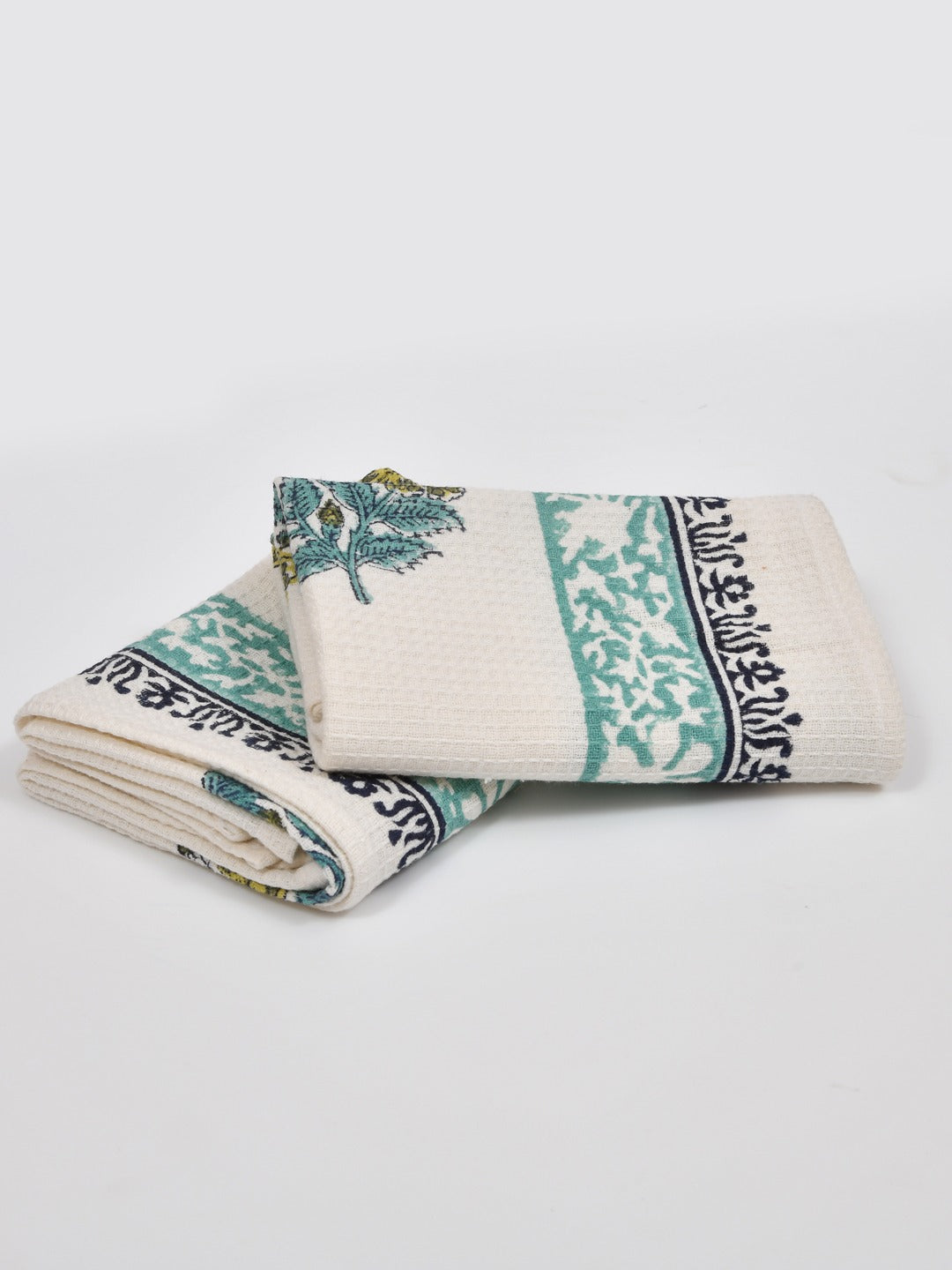 Hand Block Printed Honey Comb Cotton Hand Towel- Set of 2