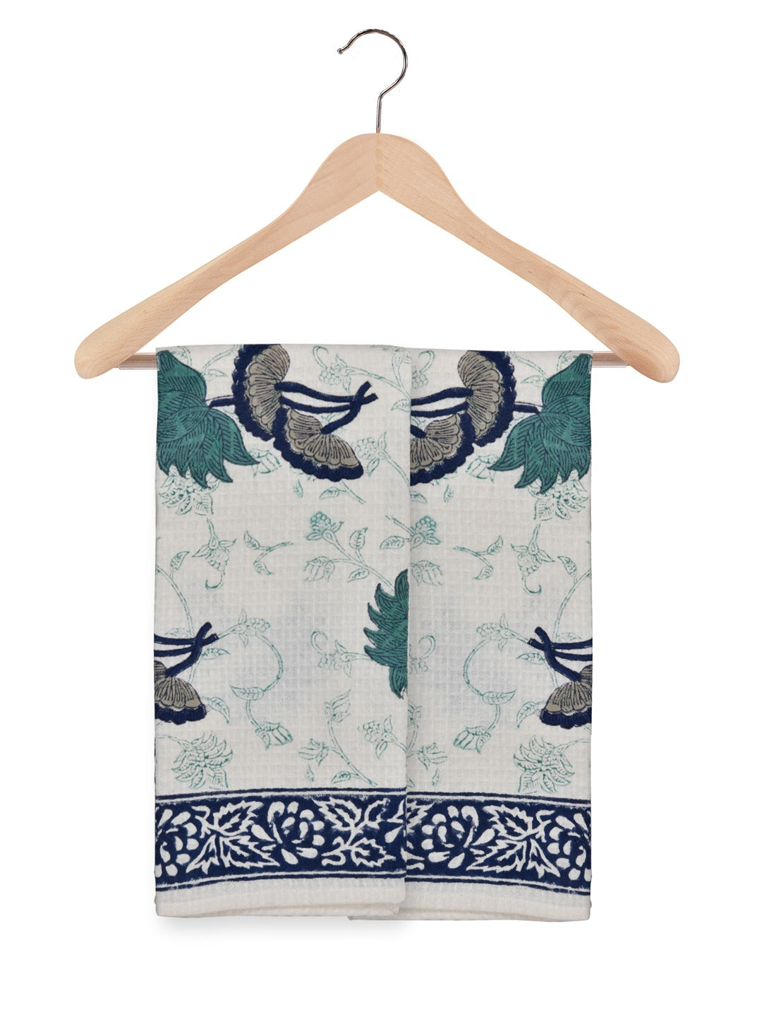 Hand Block Printed Honey Comb Cotton Hand Towel- Set of 2-9