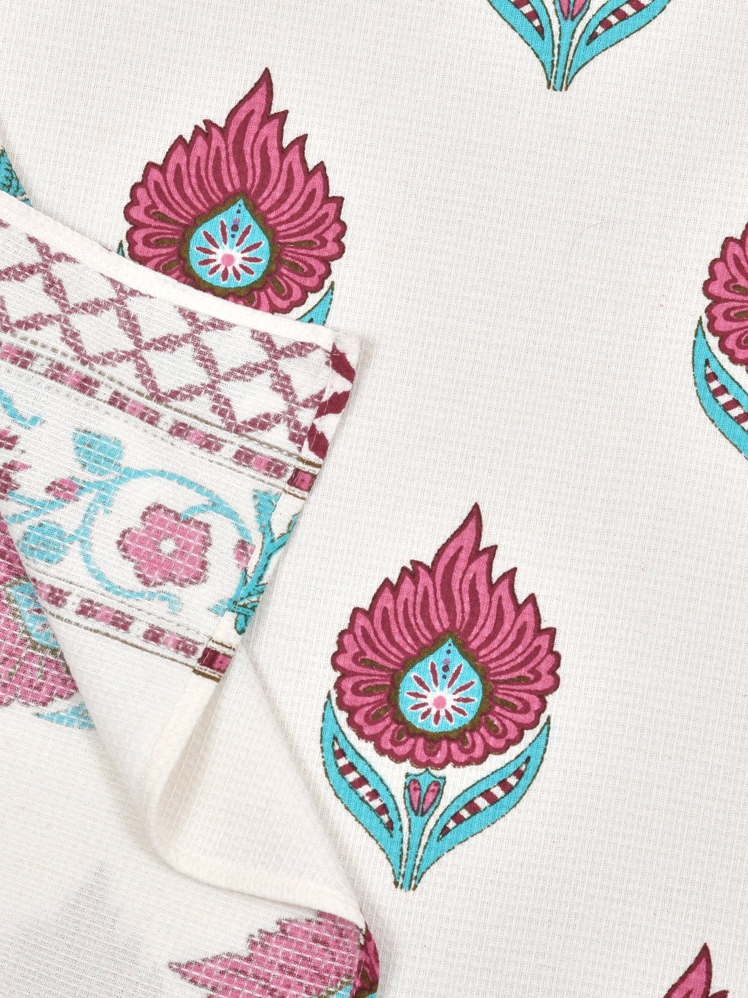 Hand Block Printed Honey Comb Cotton Hand Towel- Set of 2