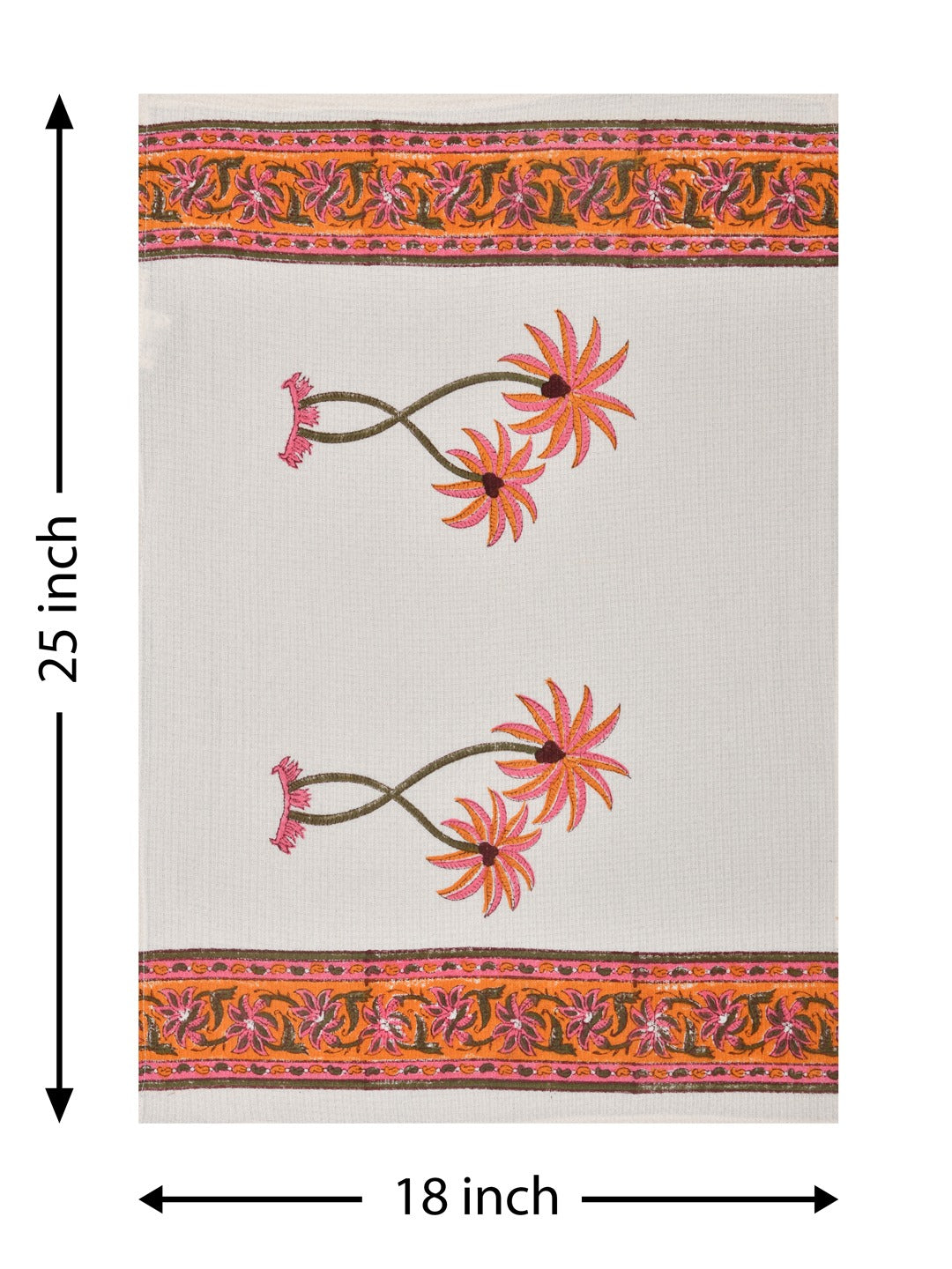 Hand Block Printed Honey Comb Cotton Hand Towel- Set of 2