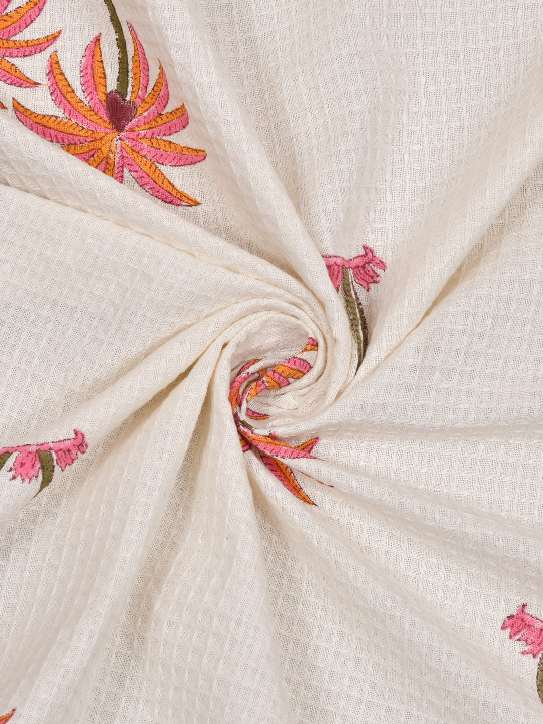 Hand Block Printed Honey Comb Cotton Hand Towel- Set of 2