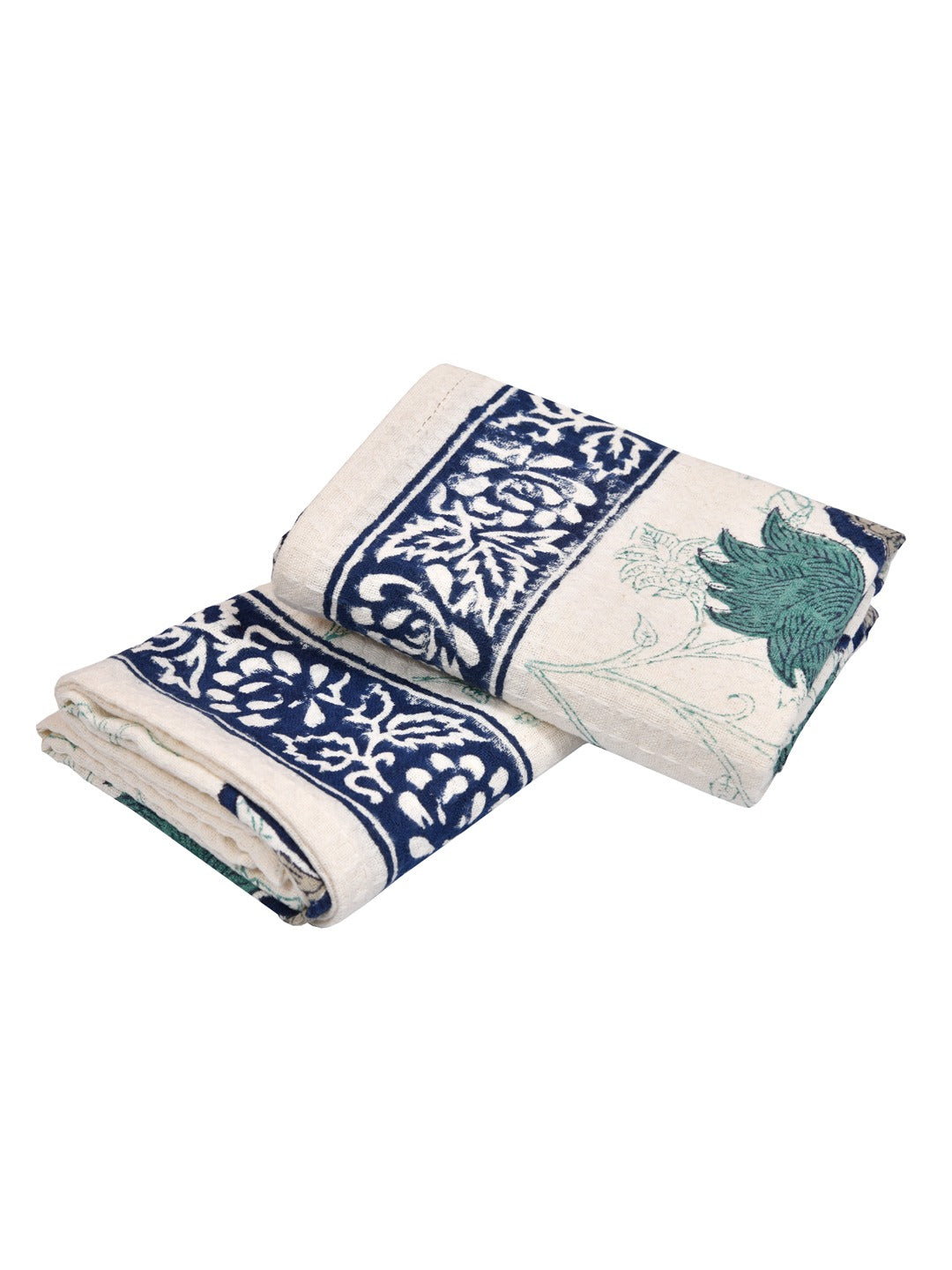 Hand Block Printed Honey Comb Cotton Hand Towel- Set of 2-9