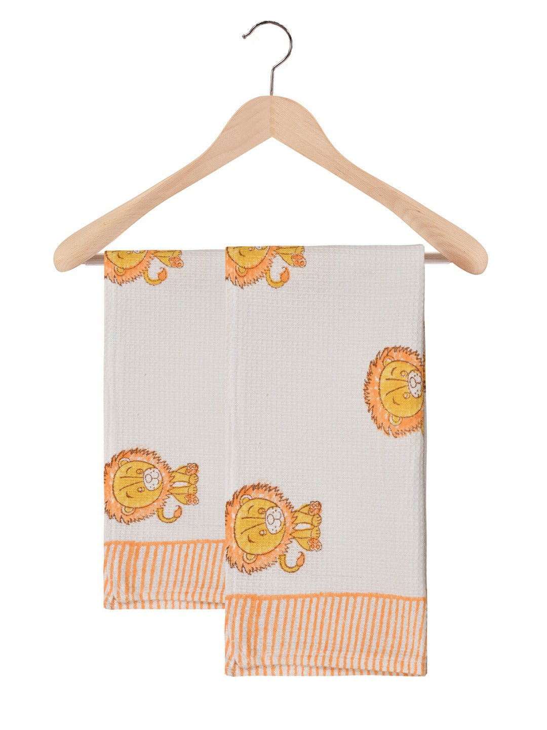 Hand Block Printed Honey Comb Cotton Hand Towel- Set of 2