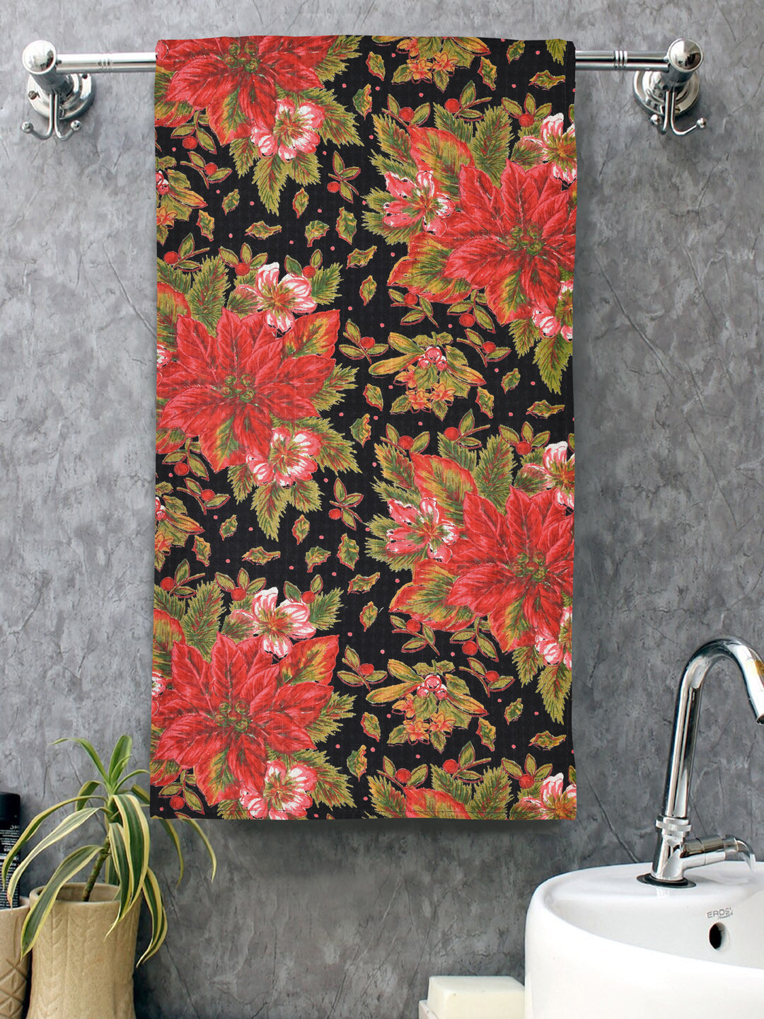 Hand Block Printed Honey Comb Cotton Bath Towel22060103