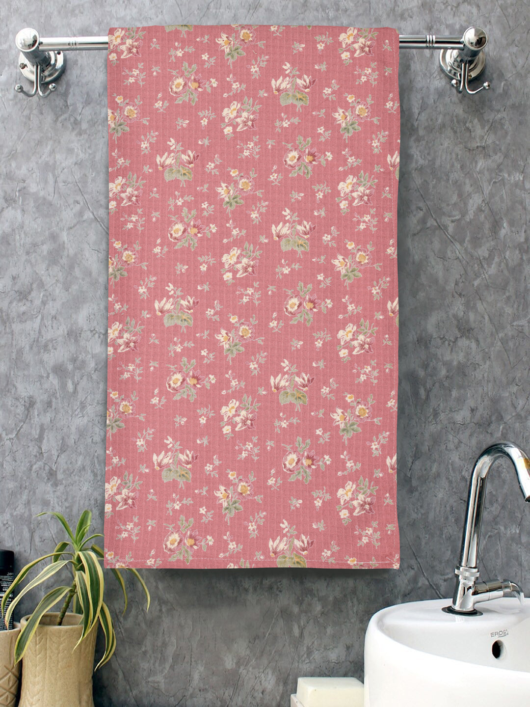 Hand Block Printed Honey Comb Cotton Bath Towel22060105