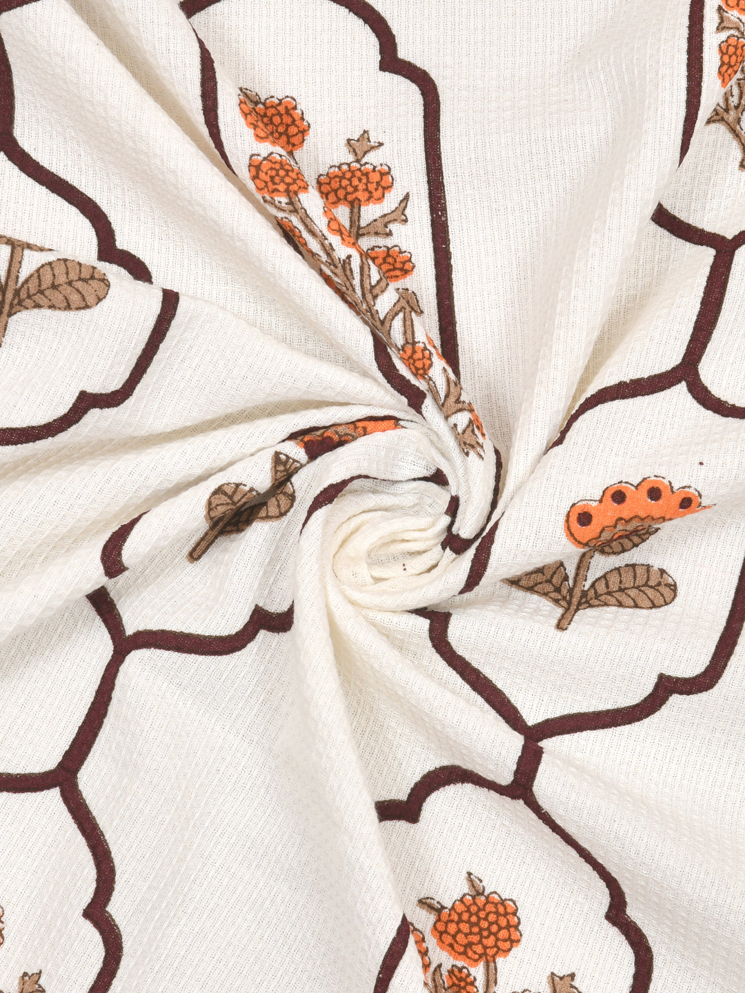 Hand Block Printed Honey Comb Cotton Hand Towel- Set of 2