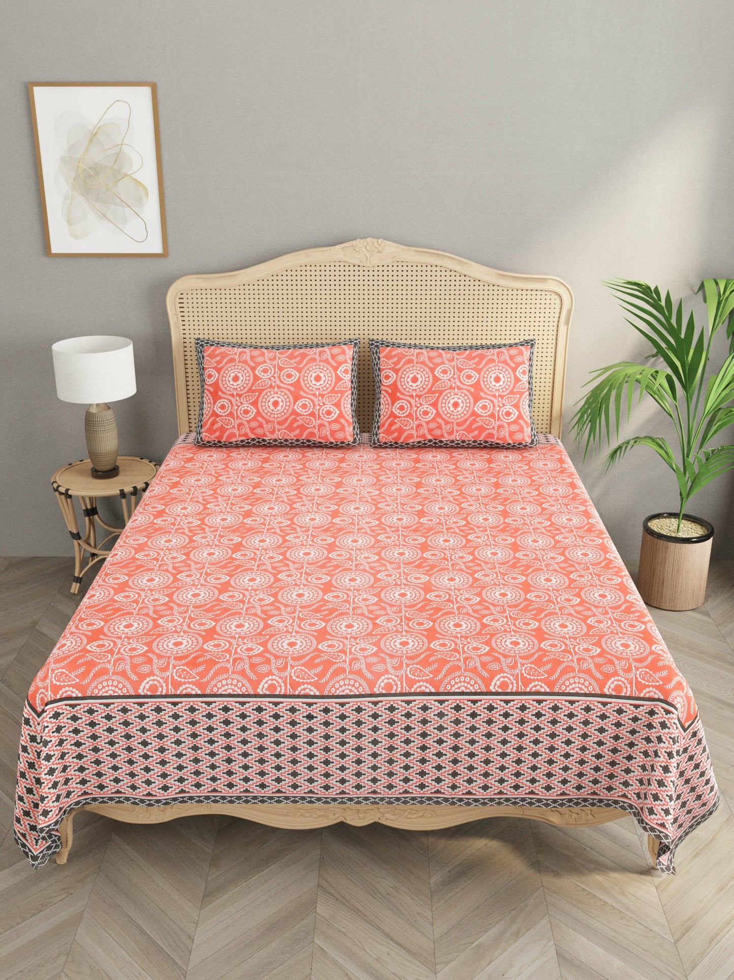 Super King Cotton Bedsheet with 2 Pillow Covers