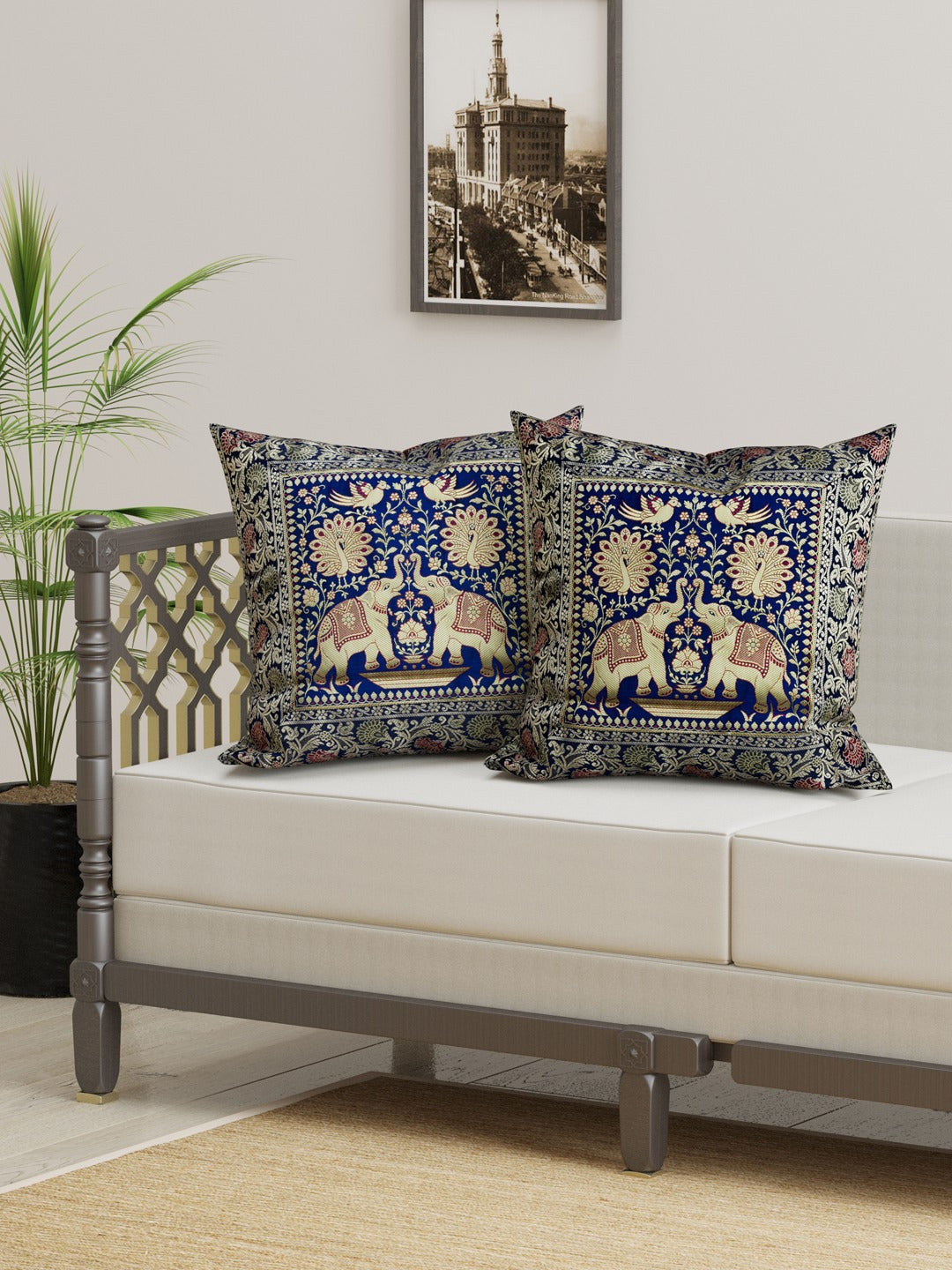 Set of 2 Banarasi Cushion Cover - 16 Inches