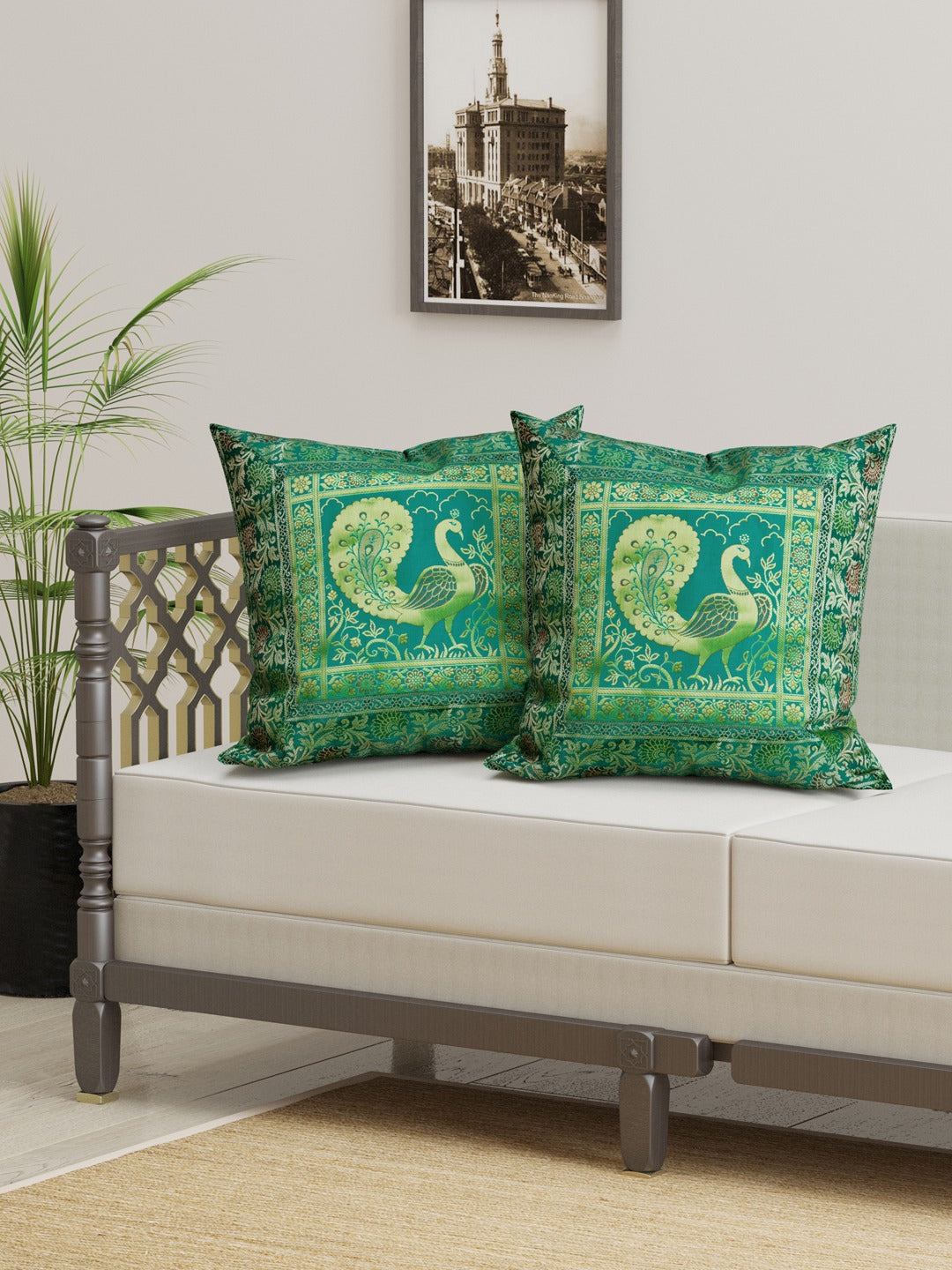 Set of 2 Banarasi Cushion Cover - 16 Inches
