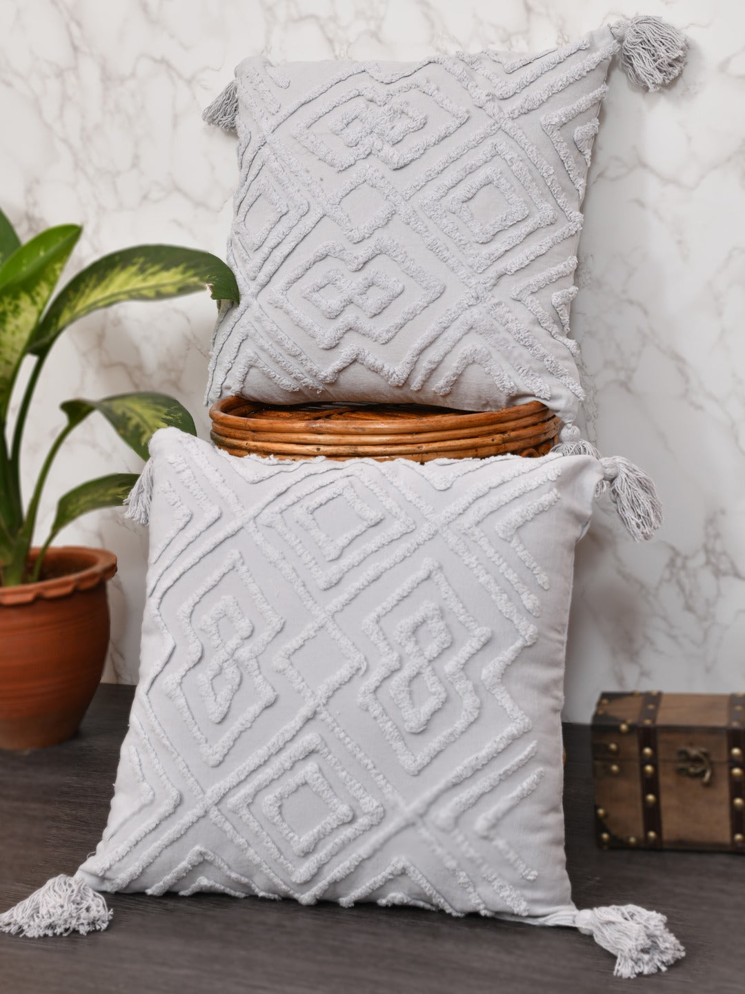 Set of 2 Cotton Cushion Covers - 16 Inches