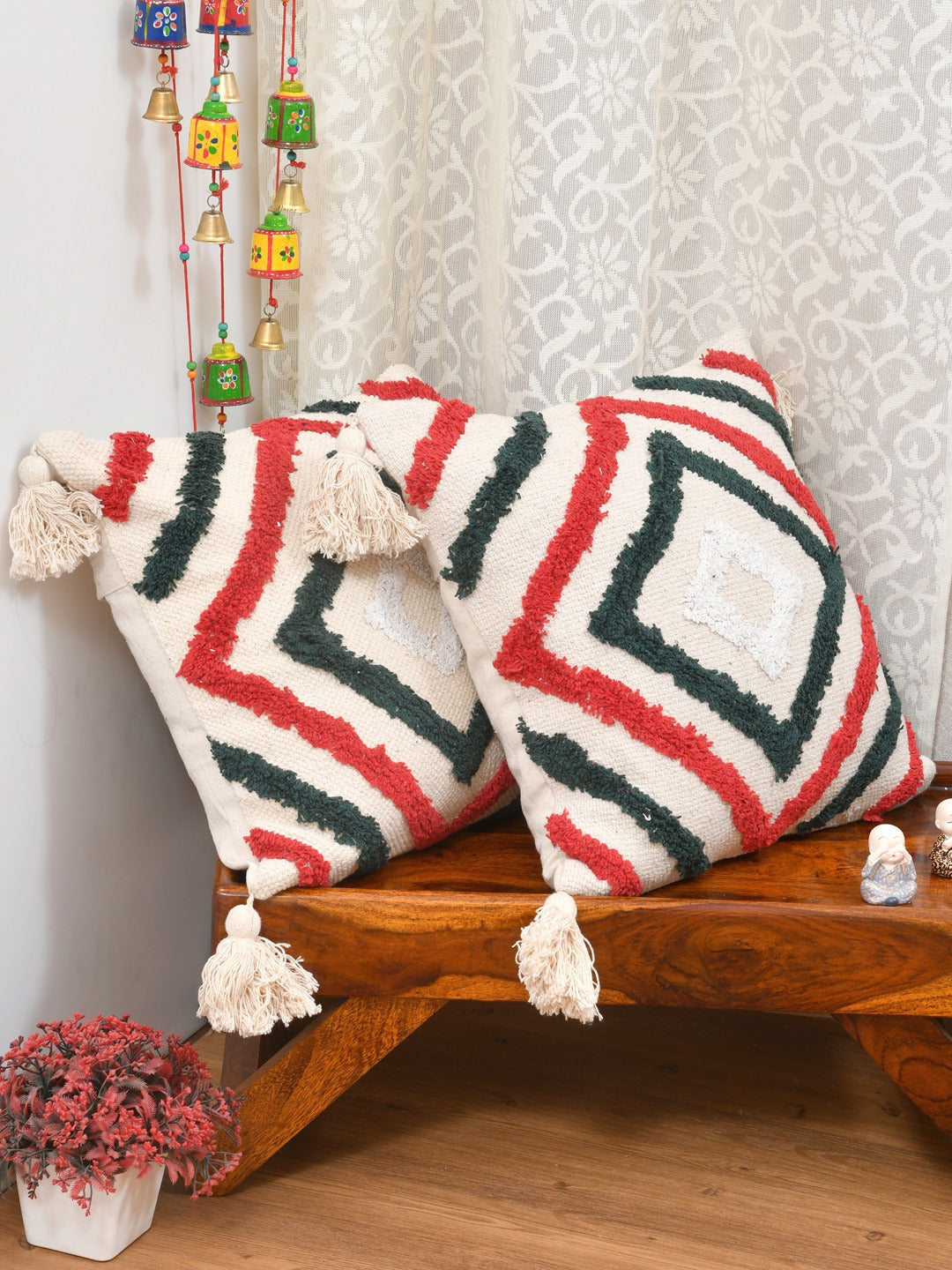 Set of 2 Cotton Cushion Covers - 16 Inches