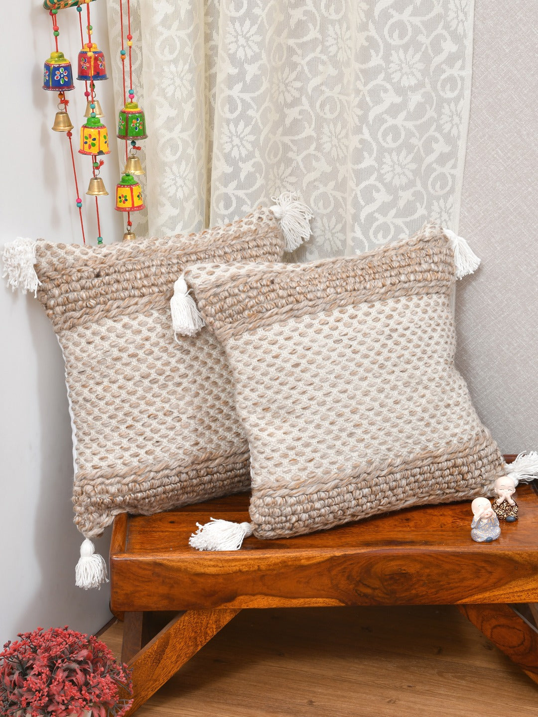 Set of 2 Cotton Cushion Covers - 16 Inches