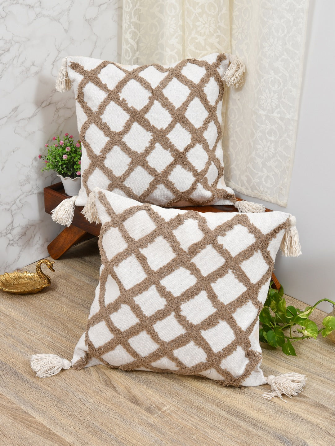 Set of 2 Cotton Cushion Covers - 16 Inches