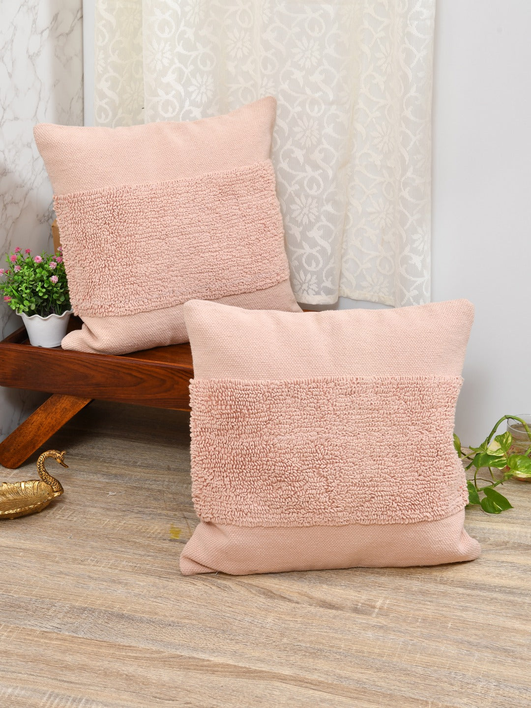 Set of 2 Cotton Cushion Covers - 16 Inches
