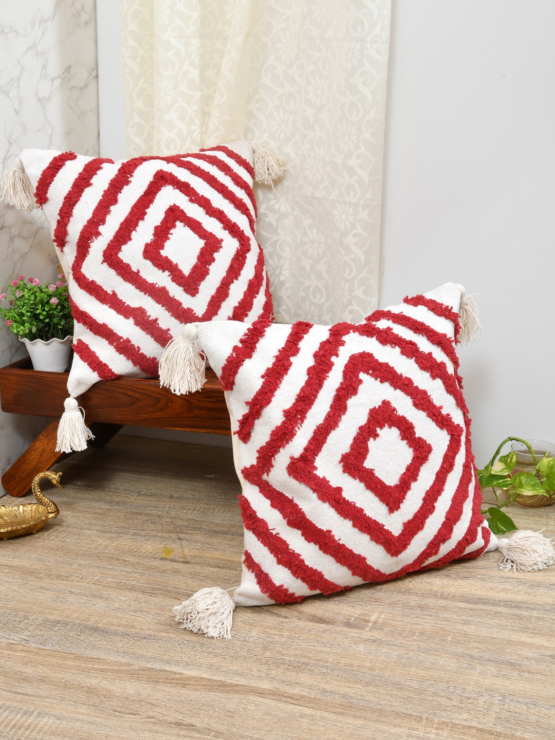 Set of 2 Cotton Cushion Covers - 16 Inches