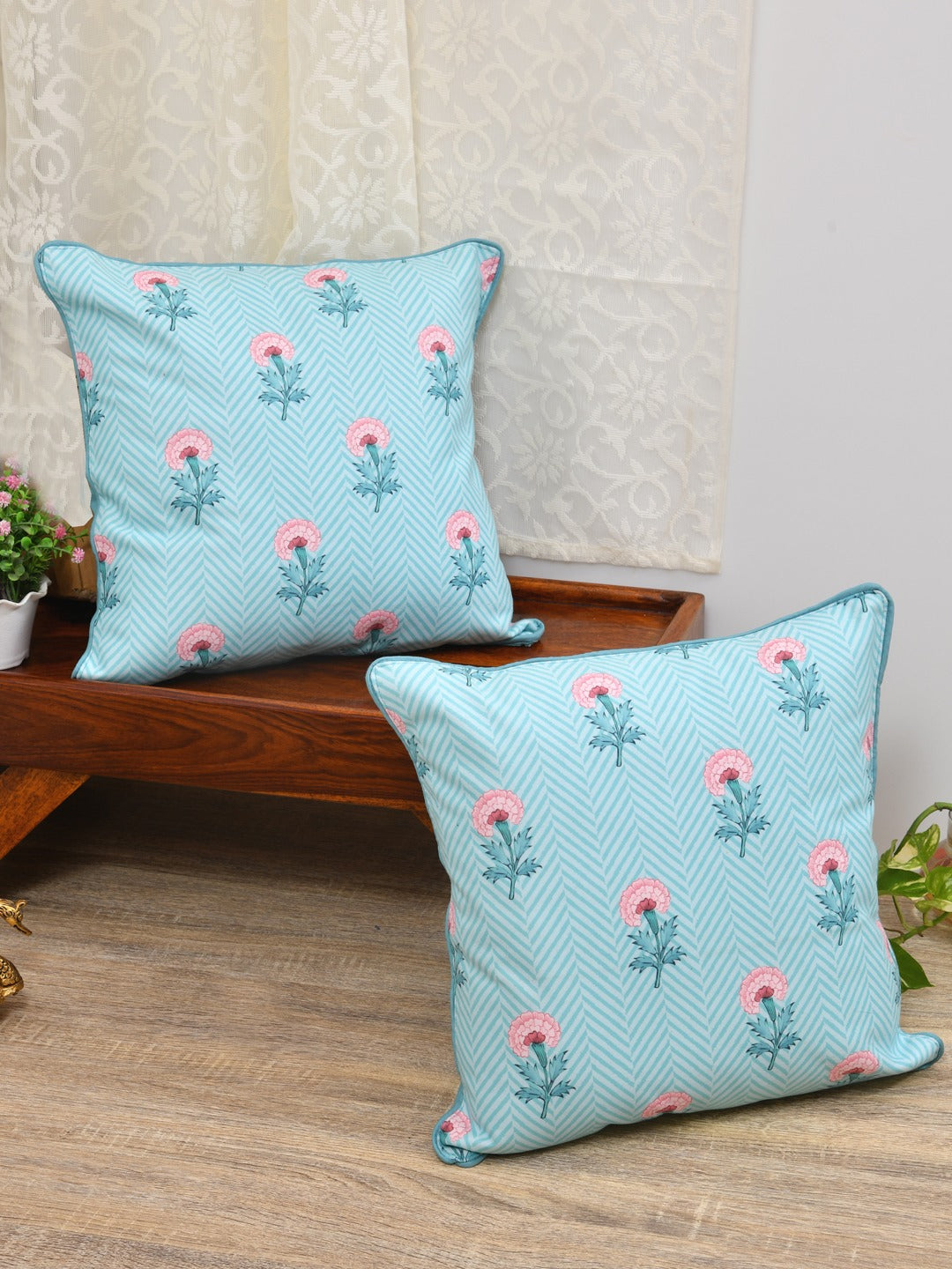 Set of 2 Polycotton Cushion Covers - 16 Inches