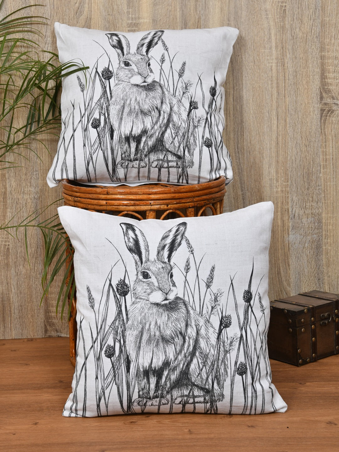 Set of 2 Cotton Cushion Covers - 16 Inches