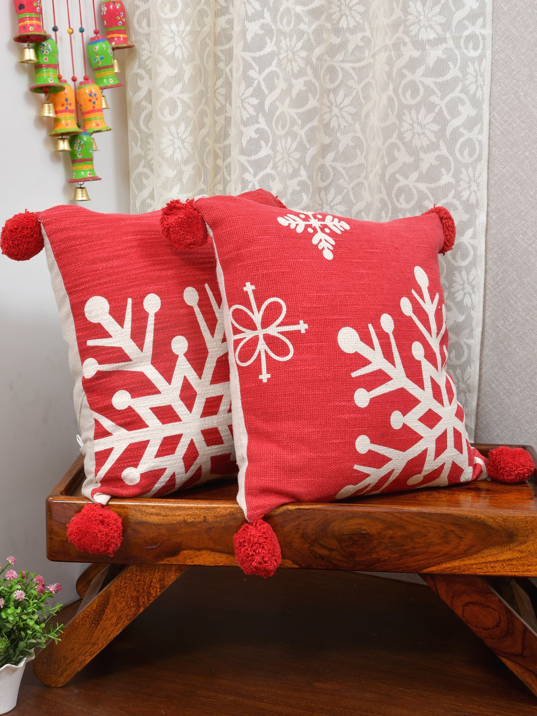 X-Mas Collection: Set of 2 Cotton Cushion Covers - 16 Inches