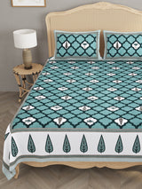 Floral Print Cotton Double King Bedsheet with 2 Pillow Covers