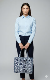 Structured Tote Bag without zip - 100% cotton Handblock printed 17x18x6 inches