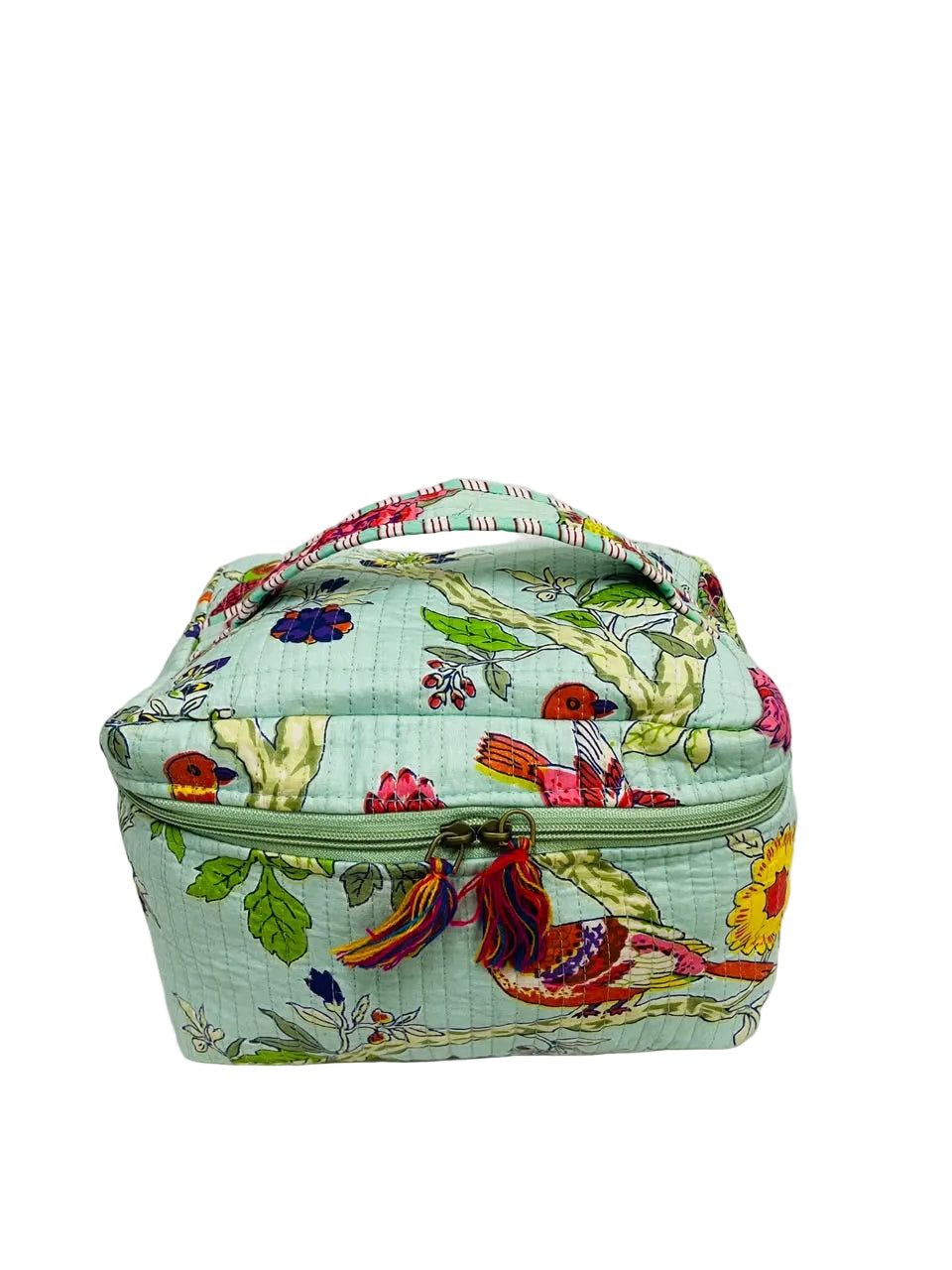 Handcrafted Quilted Makeup Organizer Bag | Cosmetic & Travel Vanity Case - 9x6.5x6.2 inches