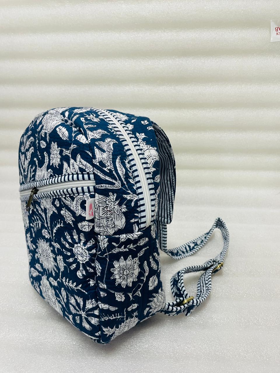 Handcrafted Quilted Cotton One Strap Backpack - 12x9.5x4.5 Inches