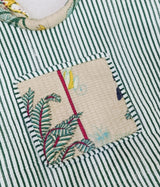 Handblock Printed Cotton Tote Bag with Unique Moon-Shaped Handle- 14x14x6 inches