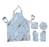 Cotton Unisex 1 Apron with 2 Microwave Gloves, 1 Roti Cover & 1 Microwave Pot Holder Trivets