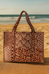 Handblock Printed Quilted Tote Bag without zip/button 17x18x 6 inches