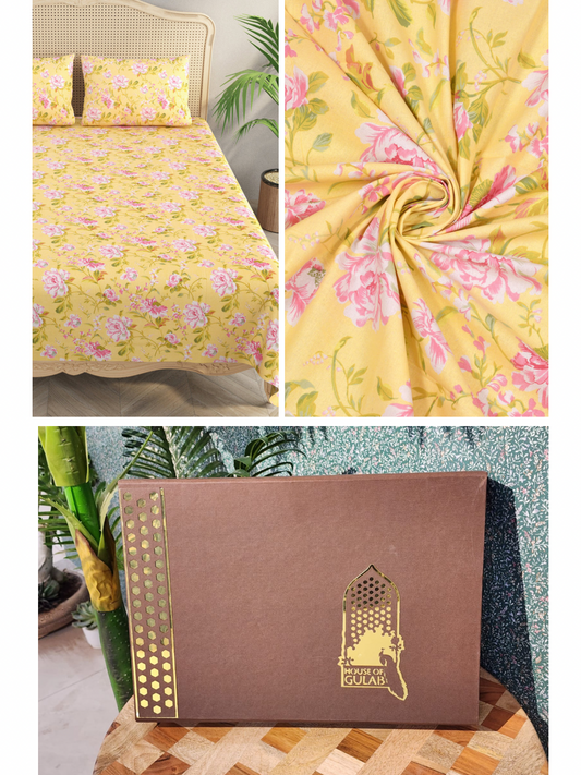 Gift Box with Large Cotton Bedsheet with 2 Pillow Covers