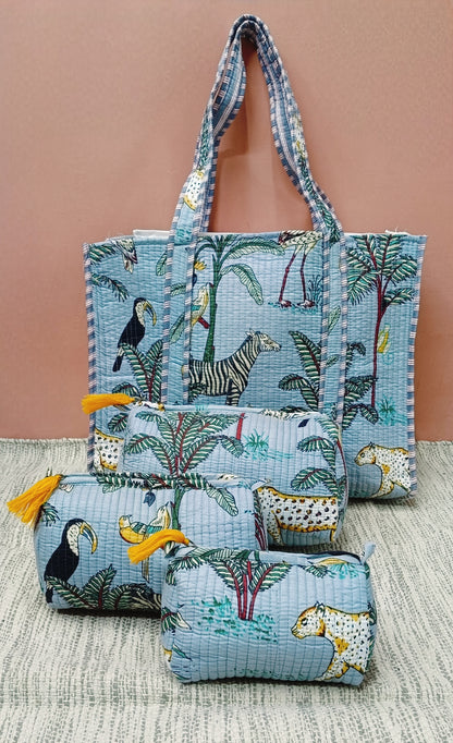 Tote Bag with set of 3 Pouches