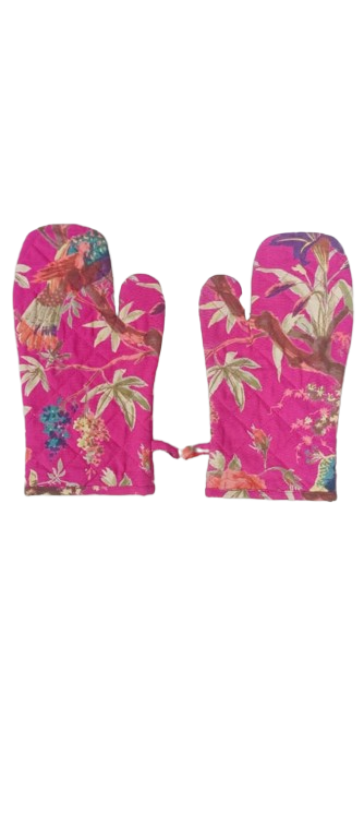 Cotton Unisex 1 Apron with 2 Microwave Gloves, 1 Roti Cover & 1 Microwave Pot Holder Trivets