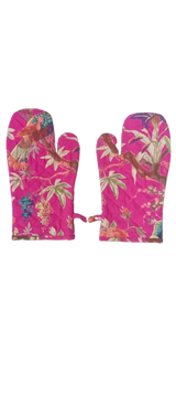 Cotton Unisex 1 Apron with 2 Microwave Gloves, 1 Roti Cover & 1 Microwave Pot Holder Trivets