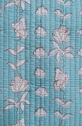 Handblock Printed Quilted Tote Bag without zip/button 17x18x 6 inches